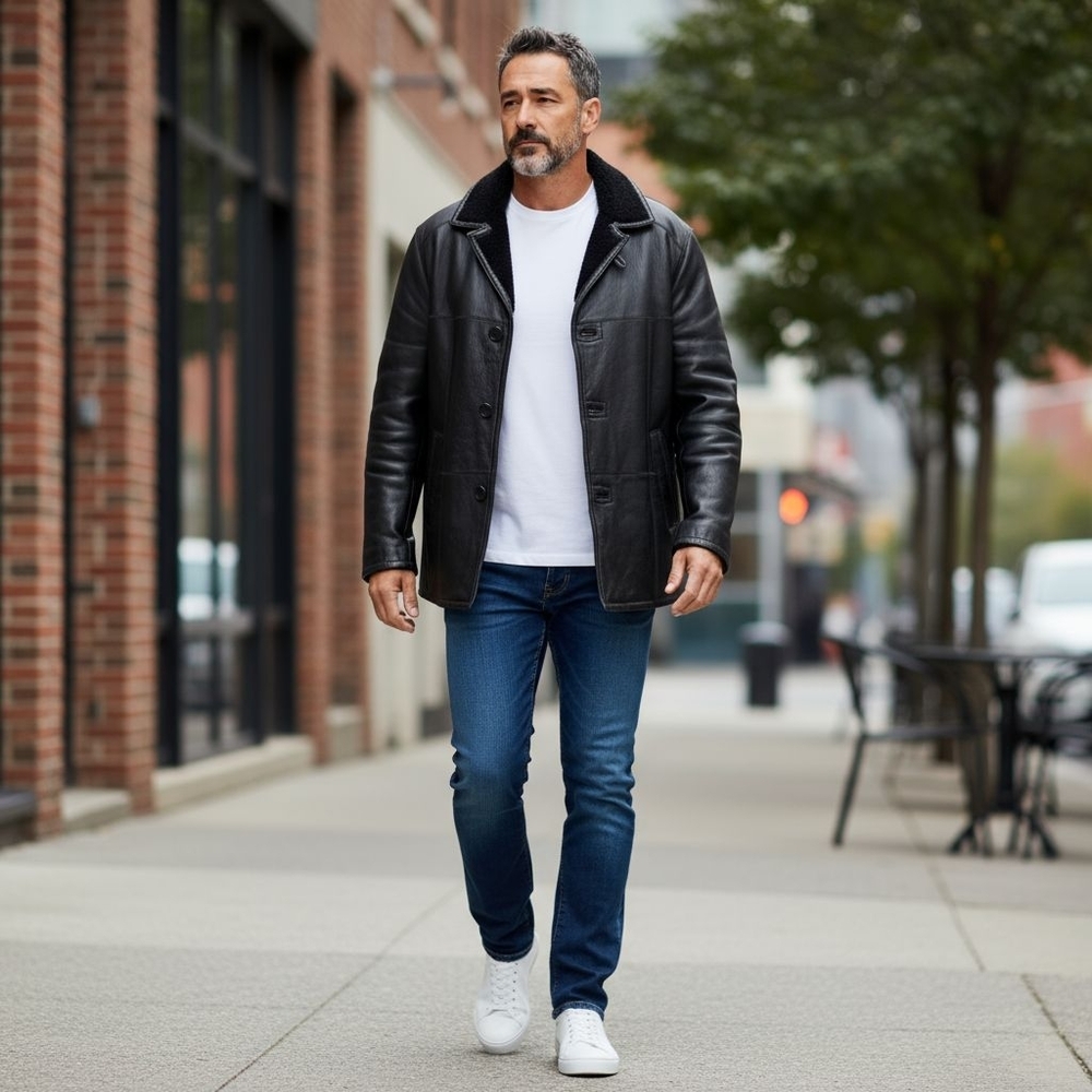 Bonz New Zealand Leather Lambskin Shearling Lined Jacket